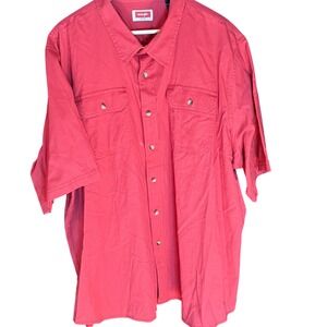 Wrangler Men's Red Short Sleeve Button Up Shirt Big Tall Size 3XT